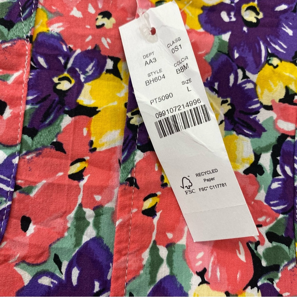 J Crew NWT Shirt Mens L Beach Hawaiian Floral AOP Short Sleeve Camp Collar Loop - Picture 4 of 11